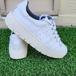 White Platform Leather Sneakers
